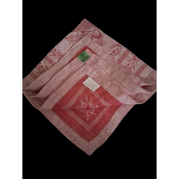 Williams Sonoma 100% Linen Napkins Pink & Red Fruit Design Made In Russia Set 5 - Picture 3 of 8